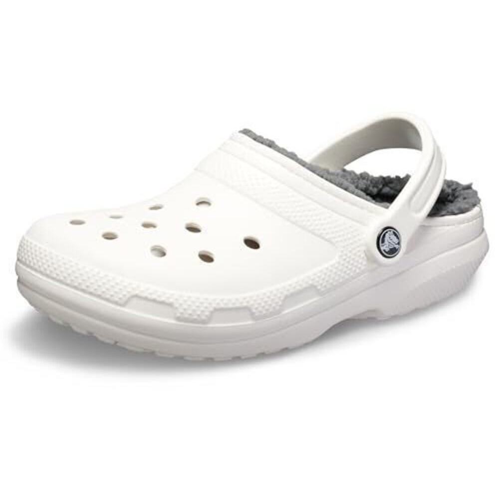 CROCS Unisex Classic Lined Clogs In White/Grey- Women's 10/ Men's 8 Lightweight